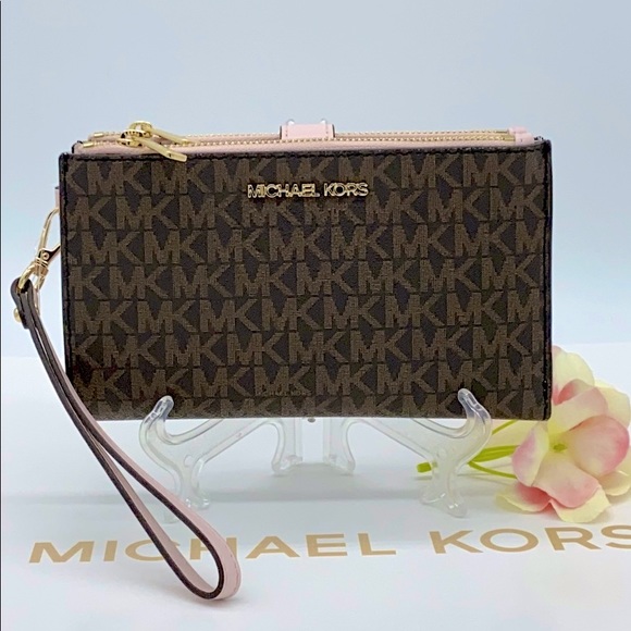 MICHAEL KORS LARGE DOUBLE ZIP WRISTLET BROWN MULTI - Picture 10 of 16